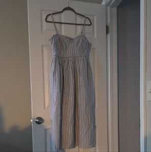 Lucky Brand Blue and White Striped Midi Dress